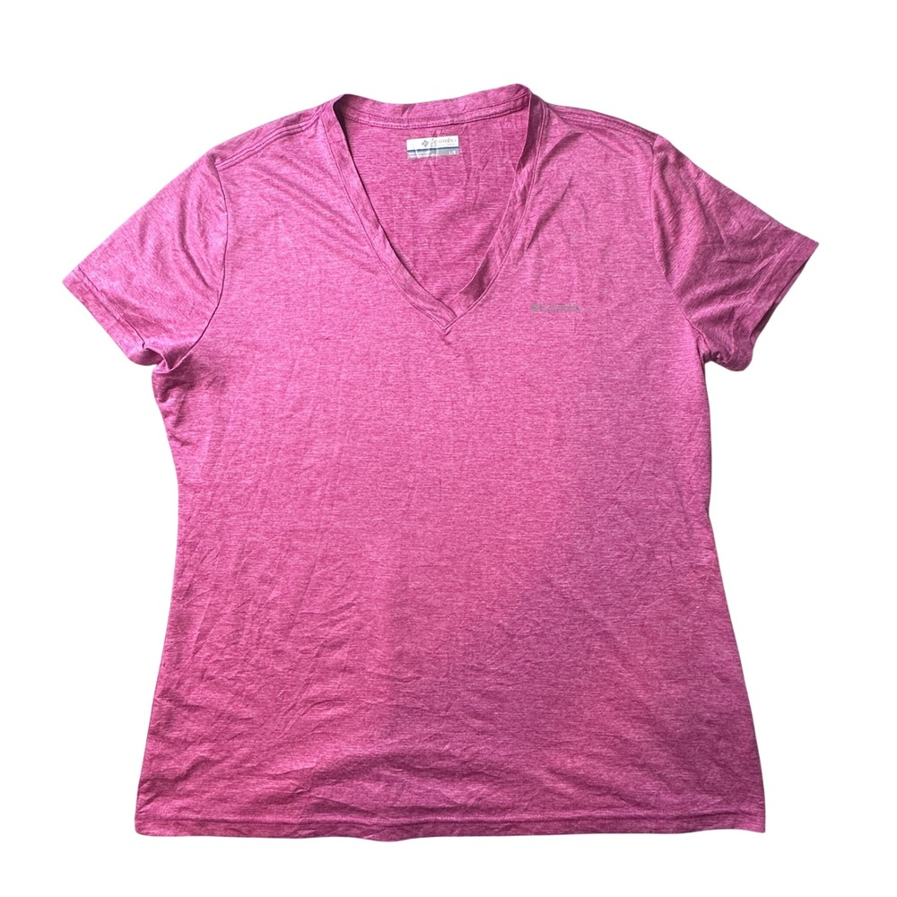 Columbia T-Shirt Womens L Pink Omni-Wick V-Neck Short Sleeve Performance Top